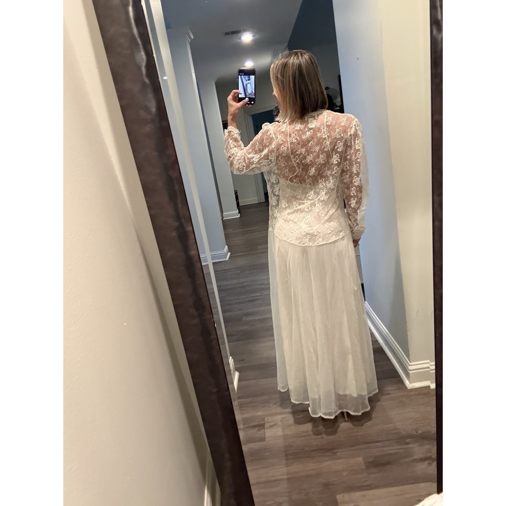 Vintage Victoria's Secret Gold Label Bridal Robe Embellished Slip Gown Ivory - Picture 4 of 16